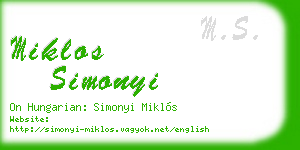 miklos simonyi business card